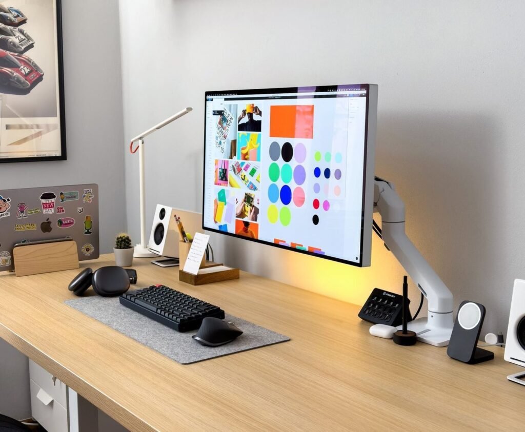 Home office setup completo en Estados Unidos 2026 — monitor, silla ergonómica y escritorio
