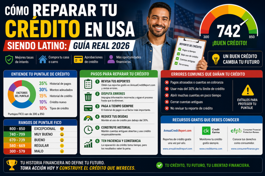 Cómo Reparar tu Crédito en USA siendo Latino