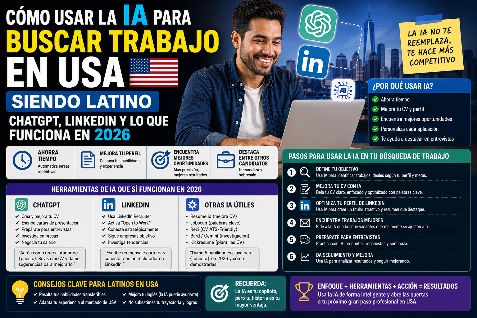 Cómo Usar la IA para Buscar Trabajo en USA siendo Latino