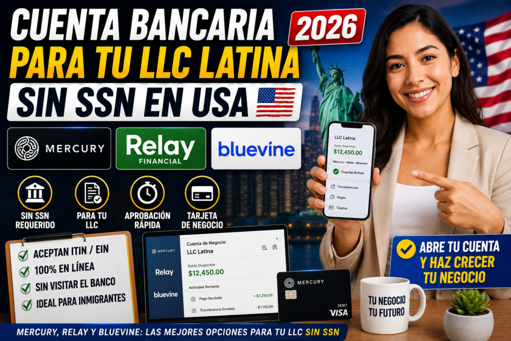 Cuenta Bancaria para tu LLC Latina sin SSN en USA 