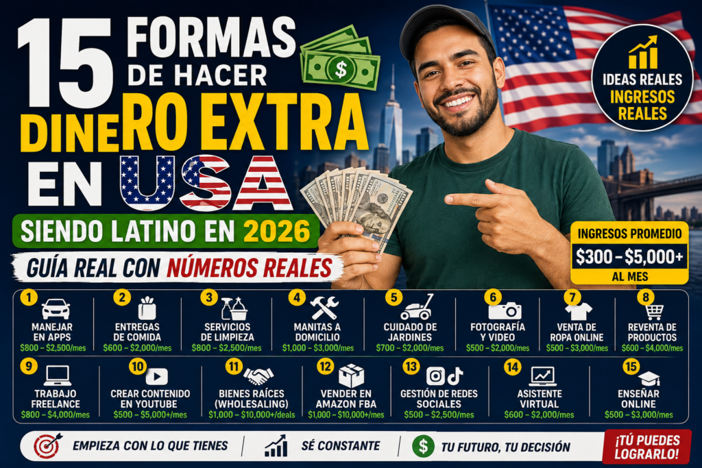 15 Formas de Hacer Dinero Extra en USA siendo Latino