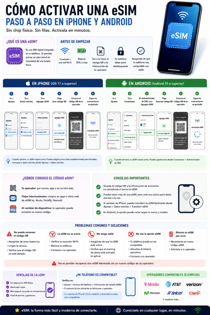Cómo activar una eSIM paso a paso en iPhone y Android