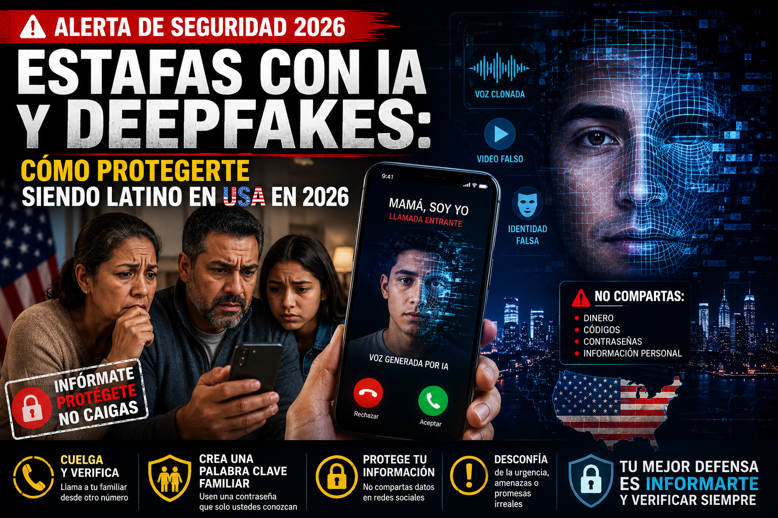 Estafas con IA y Deepfakes: Como Protegerte Siendo Latino en USA 2026