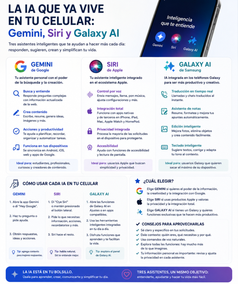 La IA que ya vive en tu celular: Gemini, Siri y Galaxy AI