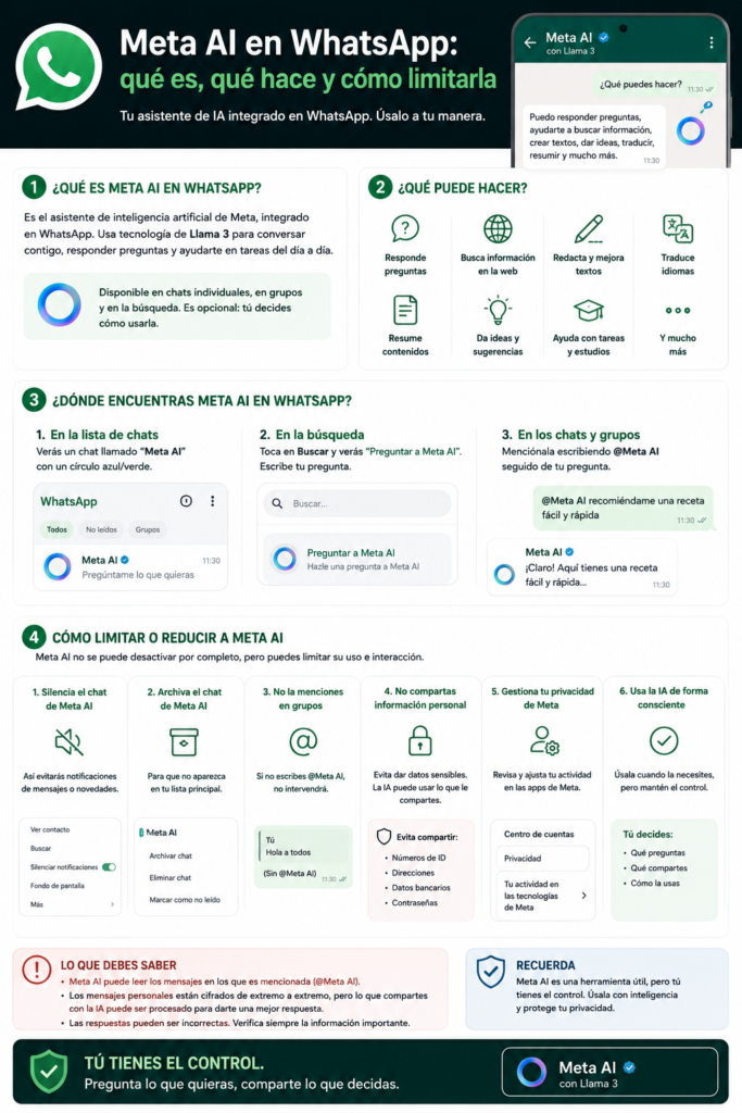 Meta AI en WhatsApp: qué es, qué hace y cómo limitarla